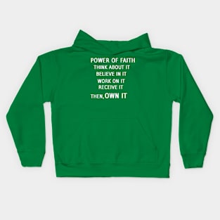 Power of Faith Illustration on Green Background Kids Hoodie